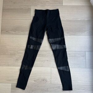 Leggings with leather accents